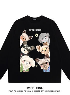 WE11DONE CDG潮牌马尔济斯雪纳瑞狗狗男女宽松纯棉长袖t恤打底衫
