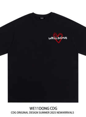 WE11DONE CDG夏季小众潮牌美式WELLDONE宽松纯棉男女情侣短袖T恤