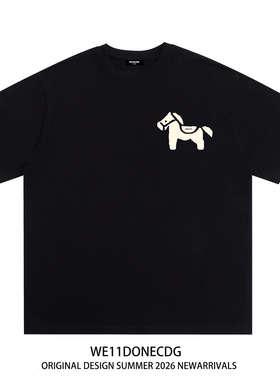 WE11DONE CDG美式潮牌WELLDONE小马印花男女重磅宽松纯棉短袖t恤