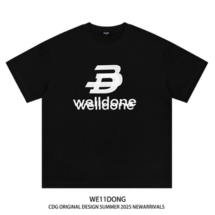 WE11DONE T恤 CDG重影字母小众潮牌WELLDONE男女情侣纯棉宽松短袖