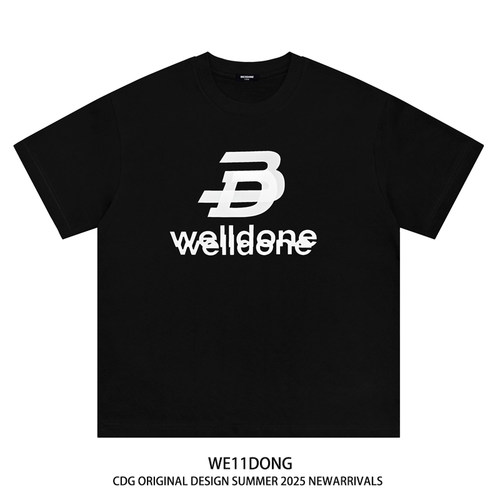 WE11DONE重影字母纯棉短袖T恤