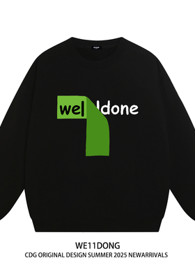 WE11DONE CDG小众潮牌WELLDONE美式高街男女重磅宽松加绒圆领卫衣