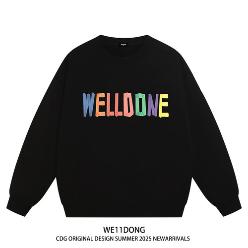 WE11DONE牌彩色字母加绒圆领卫衣