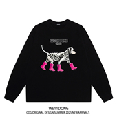 T恤打底衫 WE11DONE CDG小众潮牌斑点狗印花男女重磅宽松纯棉长袖