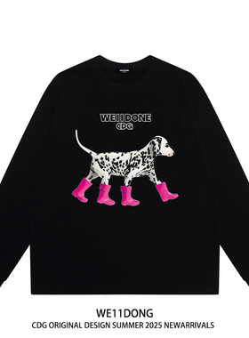 WE11DONE CDG小众潮牌斑点狗印花男女重磅宽松纯棉长袖T恤打底衫