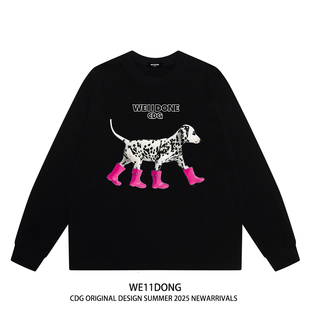 T恤打底衫 WE11DONE CDG小众潮牌斑点狗印花男女重磅宽松纯棉长袖