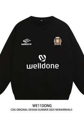 WE11DONE CDG小众潮牌WELLDONE美式高街男女情侣宽松加绒圆领卫衣