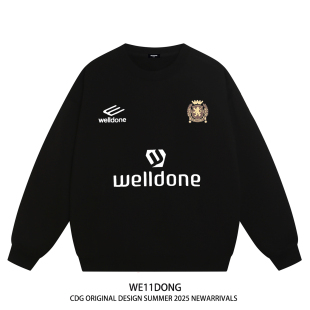 WE11DONE 高街男女情侣宽松加绒圆领卫衣 CDG小众潮牌WELLDONE美式