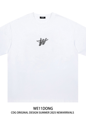 WE11DONE CDG潮牌WELLDONE美式重磅W白色夏季纯棉宽松男女短袖T恤
