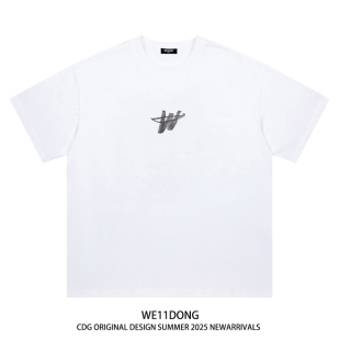 纯棉宽松男女短袖 重磅W白色夏季 T恤 CDG潮牌WELLDONE美式 WE11DONE
