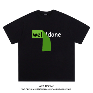 WE11DONE t恤 CDG小众潮牌welldone字母印花重磅高街纯棉宽松短袖