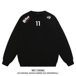 WE11DONE WELLDONE重磅男女宽松加绒圆领卫衣 CDG小众潮牌高街美式