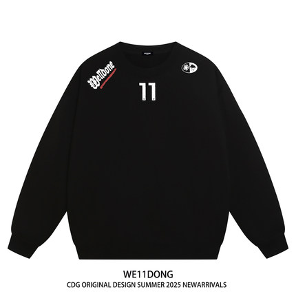 WE11DONE CDG小众潮牌高街美式WELLDONE重磅男女宽松加绒圆领卫衣