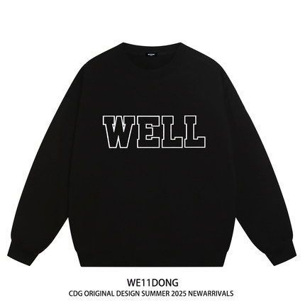 WE11DONE CDG小众潮牌WELLDONE美式高街男女宽松加绒加厚圆领卫衣