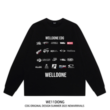 WE11DONE CDG美式潮牌WELLDONE字母印花男女重磅纯棉宽松长袖t恤
