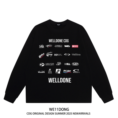 WE11DONE重磅纯棉宽松长袖t恤