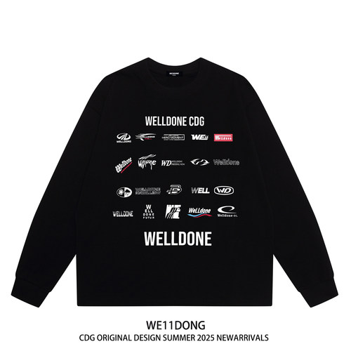 WE11DONE重磅纯棉宽松长袖t恤