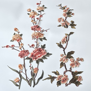 长条大号花朵刺绣布贴旗袍衣服裙礼服补丁花片装 饰辅料手工缝DIY