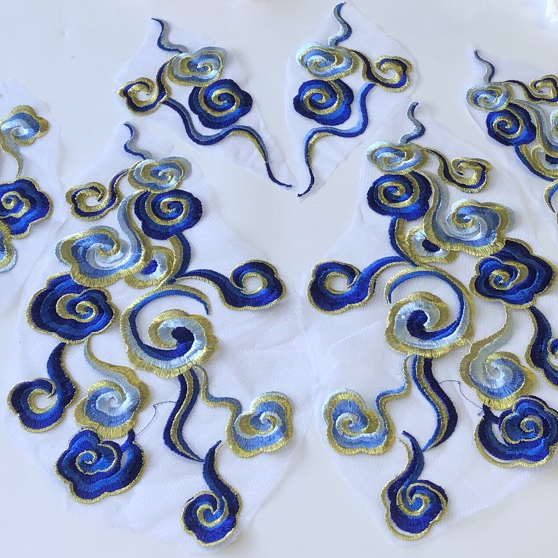 祥云图案刺绣布贴大中小花片补丁