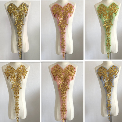 金色亮片网纱刺绣舞蹈裙手工diy