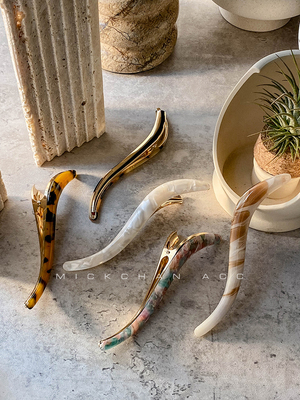 油画感日系慵懒盘发醋酸一字抓夹