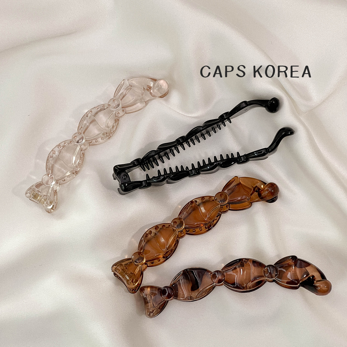 CAPS KOREA ｜轻便耐用透明优雅竖式低马尾发夹香蕉夹蝴蝶结韩系