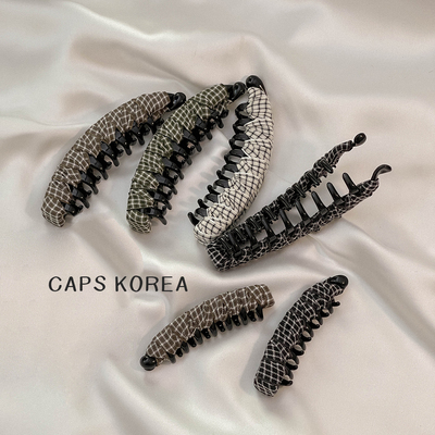 CAPS KOREA ｜带齿防滑大号发量多格子香蕉夹竖式简约高马尾发夹