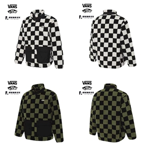 Vans范斯羊羔毛绒格子印花立领拉链长袖夹克外套冬季保暖男女款