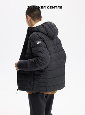 Reebok 基础百搭款纯色短款连帽保暖运动夹克棉服男款黑色 FU1699