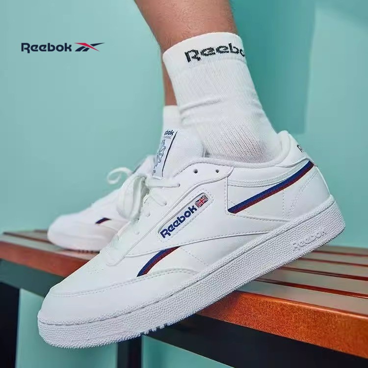 Reebok Club C 85 Vegan正品锐步舒适百搭低帮板鞋男款白蓝GY7152