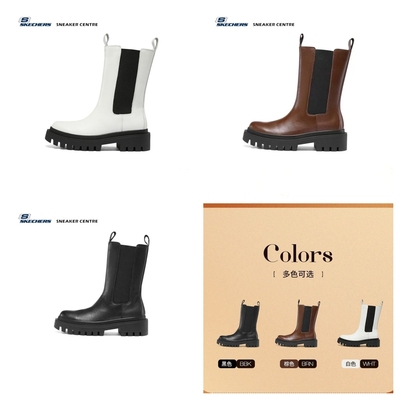 正品斯凯奇Skechers Low Notch 牛皮女士时尚烟囱靴马丁靴 167345