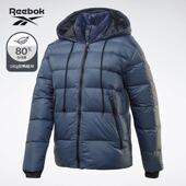 锐步基础款 纯色连帽拉链短款 面包羽绒服女款 Reebok 靛蓝 FT0675