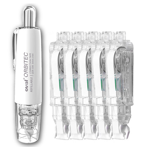 台湾oval欧文修正带笔式透明马卡龙莫兰迪色按动旋转式可替换替芯