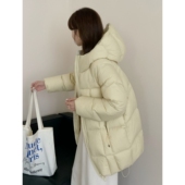 超洋气泡芙中长款 羽绒服女加厚2025深冬新款 90白鸭绒连帽外套保暖