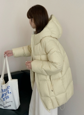 超洋气泡芙中长款羽绒服女加厚2025深冬新款90白鸭绒连帽外套保暖