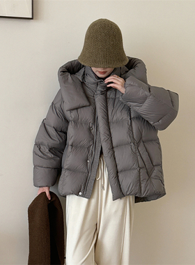 泡芙龟背羽绒服女宽松2025年冬季新款90白鸭绒连帽面包服外套加厚