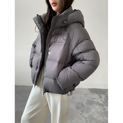 简约高级感泡芙连帽羽绒服女短款2025冬装新款加厚90鸭绒外套保暖