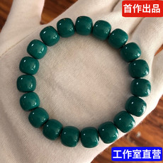 Украшения на руку 收藏级精品瓷釉级绿松石老型单圈手串11x10重42.48克玉化无暇绿料