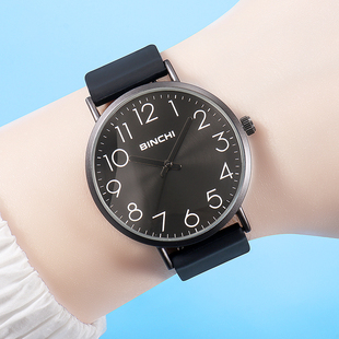 BINCHI简约学生手表男女防水夜光大数字表盘考试专用腕表静音指针