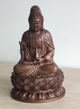 古铜都铜工艺品家居装饰品铜佛像铜像摆件紫铜坐观音