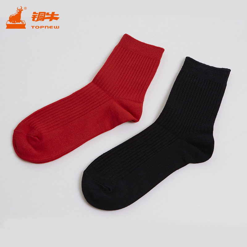 休闲罗纹女袜铜牛简约