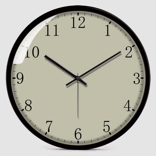 创意现代客厅墙挂钟纯色简约家用圆形纯色底时钟免打孔挂墙