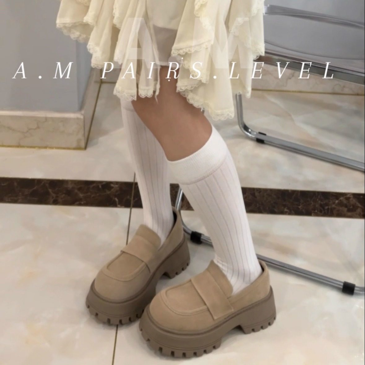 增高7cm厚底真皮小皮鞋