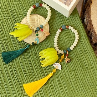 新款 迷你果佛手柑单圈手串中秋送礼祝福车载包包串珠挂件 原创中式