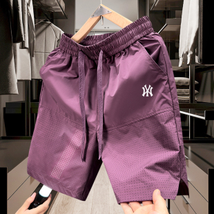 美式 中裤 刺绣男士 夏季 透气情侣沙滩裤 ins速干男生短裤 五分裤 新款