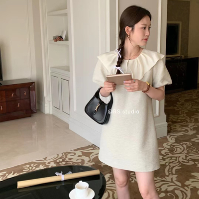 【夏款女装清仓】宫廷风高级感小个子娃娃领短款直筒连衣裙女