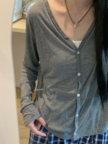 薄天丝开衫防晒纽扣针织外套