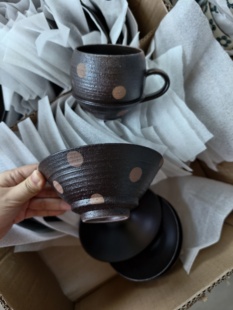 定制版 手作波点米饭碗斗笠碗高足碗小菜碗甜品碗