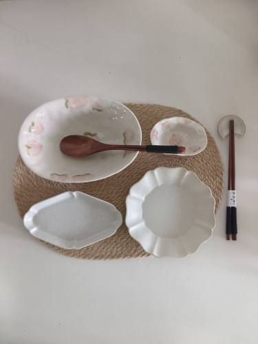 一人食小众餐具套装    手绘水蜜桃  早餐减脂餐具 女生闺蜜礼物
