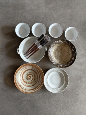 2-4人食小家庭餐具套装 景德镇粗陶餐具大盘菜盘深盘碗碟家用